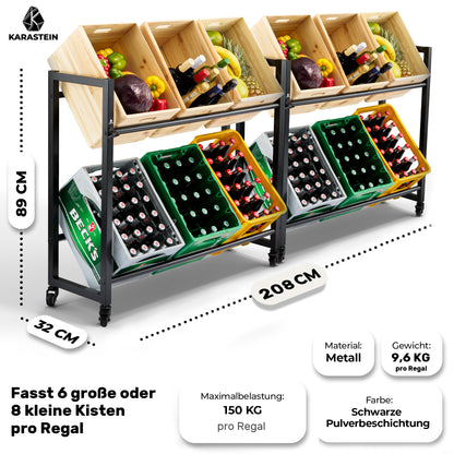 KARASTEIN® Premium beverage crate rack for 6 crates 