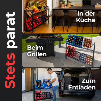 KARASTEIN® Premium beverage crate rack for 6 crates 